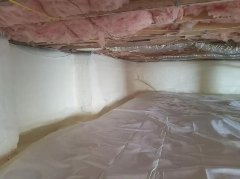Crawl space encapsulation with closed-cell spray foam for Roof Waterproofing in Franconia